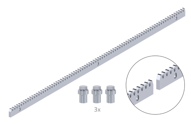 Ozubený kovový hřeben 30x8mm, délka 1m